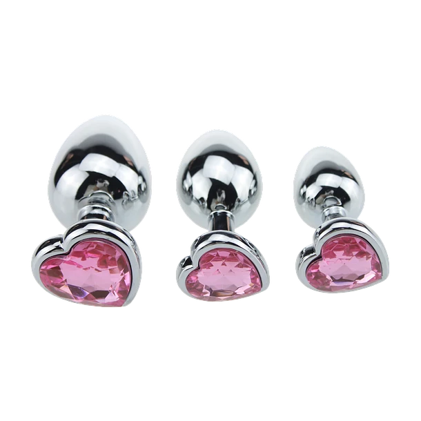 💎 Kit Plug Heart Metalizado –  Acero Inoxidable