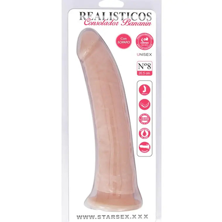 Dildo Bananín N°8 Starsex 🍌🔥 curvo , venoso ,piel con sopapo