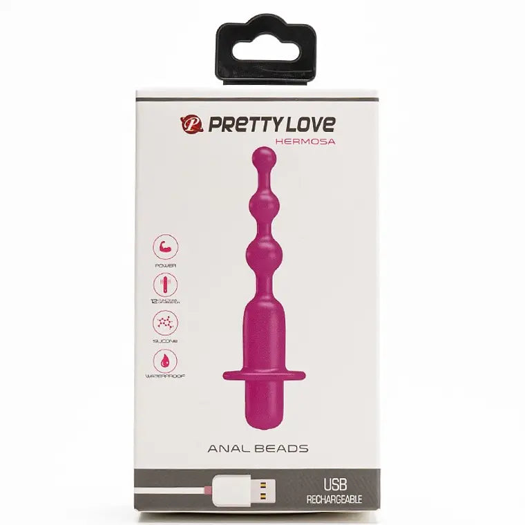 🍑 Vara Anal Vibradora Pretty Love 12 Funciones USB – Silicona Médica