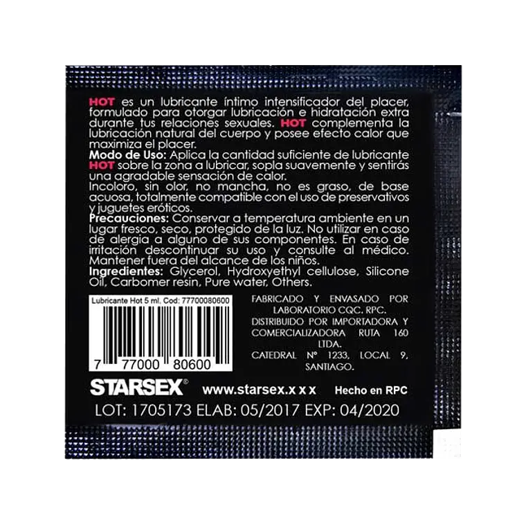 Lubricante Íntimo Efecto Calor Sachet 5 ml