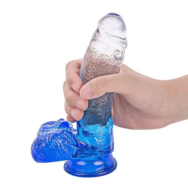 Dildo transparente Azul - El Baúl del deseo