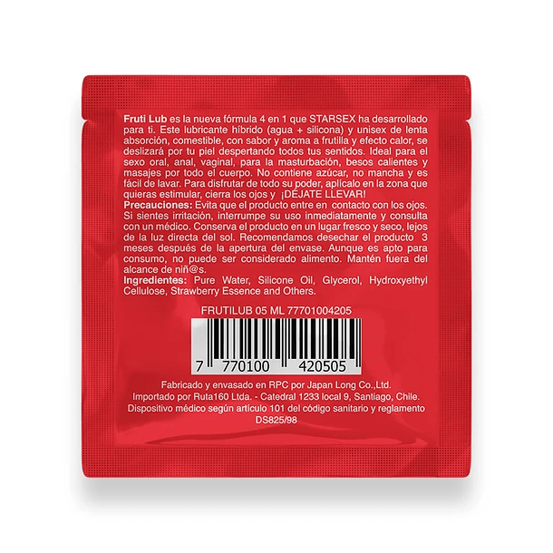 Sachet Lubricante 4 en 1 FrutiLub 5ml - El Baúl del deseo