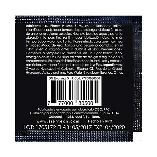 Sachet Lubricante Excitante 5ml - El Baúl del deseo